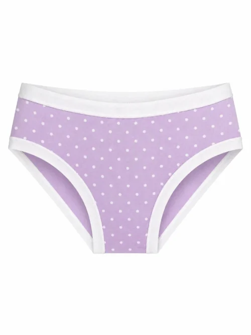 Ženske pamučne gaćice Dotty ljubičaste sa belim polka dot dezenom i belim obrubom, Bear Underwear Arilje