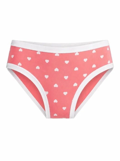 Ženske pamučne gaćice Dotty roze sa belim srcima i belim obrubom, Bear Underwear Arilje