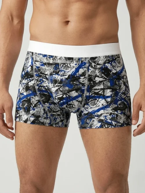 Marco Bokserice Arilje Belo-Plavi Abstract Print – Muški Pamučni Donji Veš | Bear Underwear