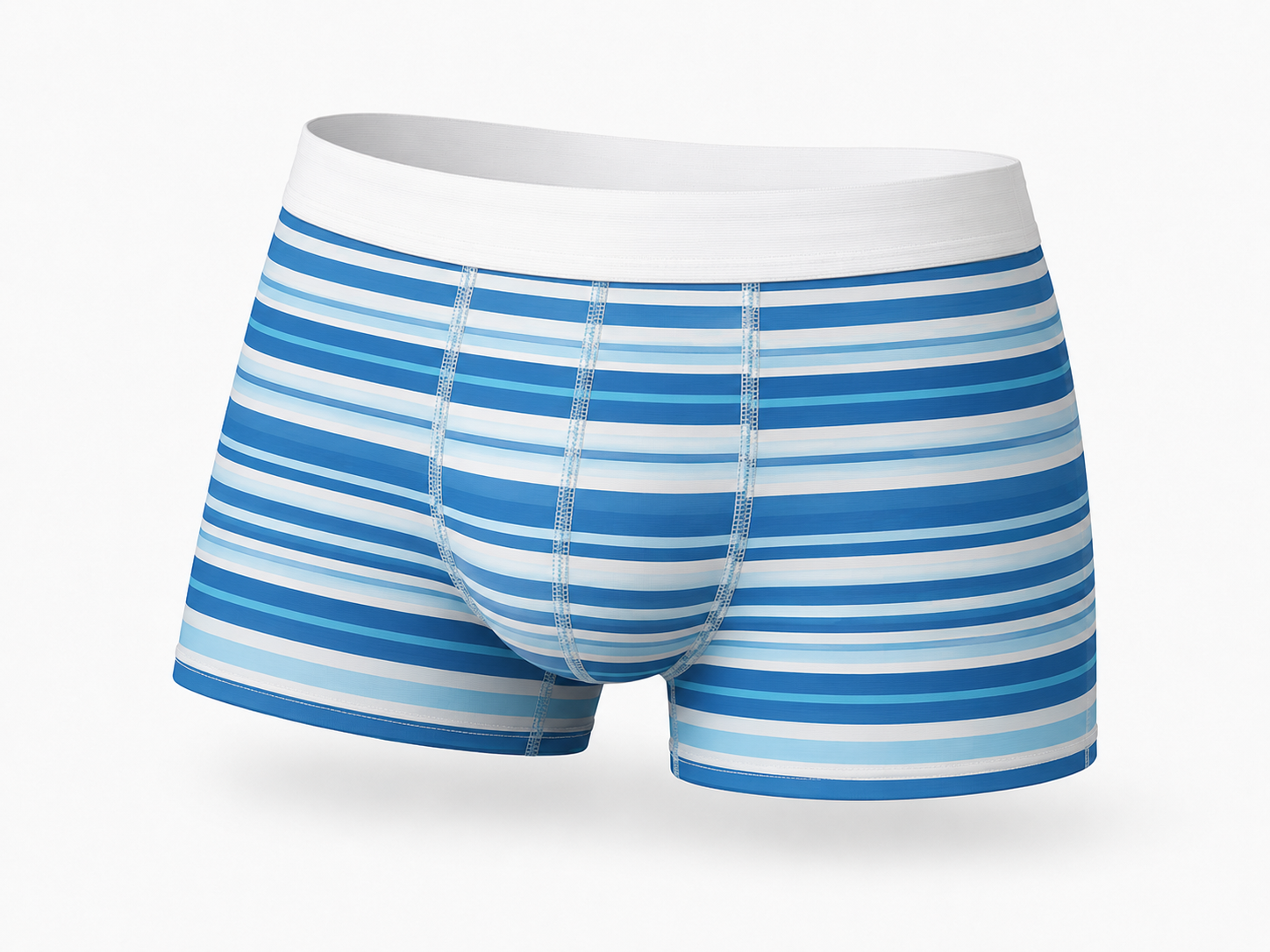 Muške pamučne bokserice Marco Arilje plave pruge sa belim elastičnim pojasom, Bear Underwear