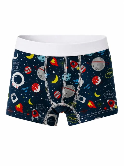 Dečije muške bokserice teget boje sa svemirskim printom od 100% pamuka Bear Underwear Arilje