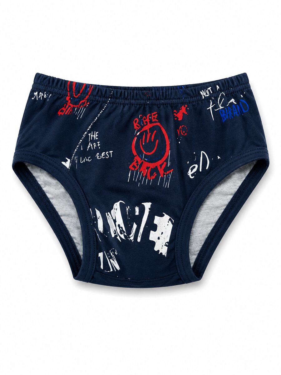 Dečije muške gaćice teget boje sa rock graffiti printom od 100% pamuka Bear Underwear