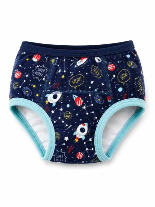 Dečije muške gaćice teget boje sa svemirskim printom raketa od 100% pamuka Bear Underwear