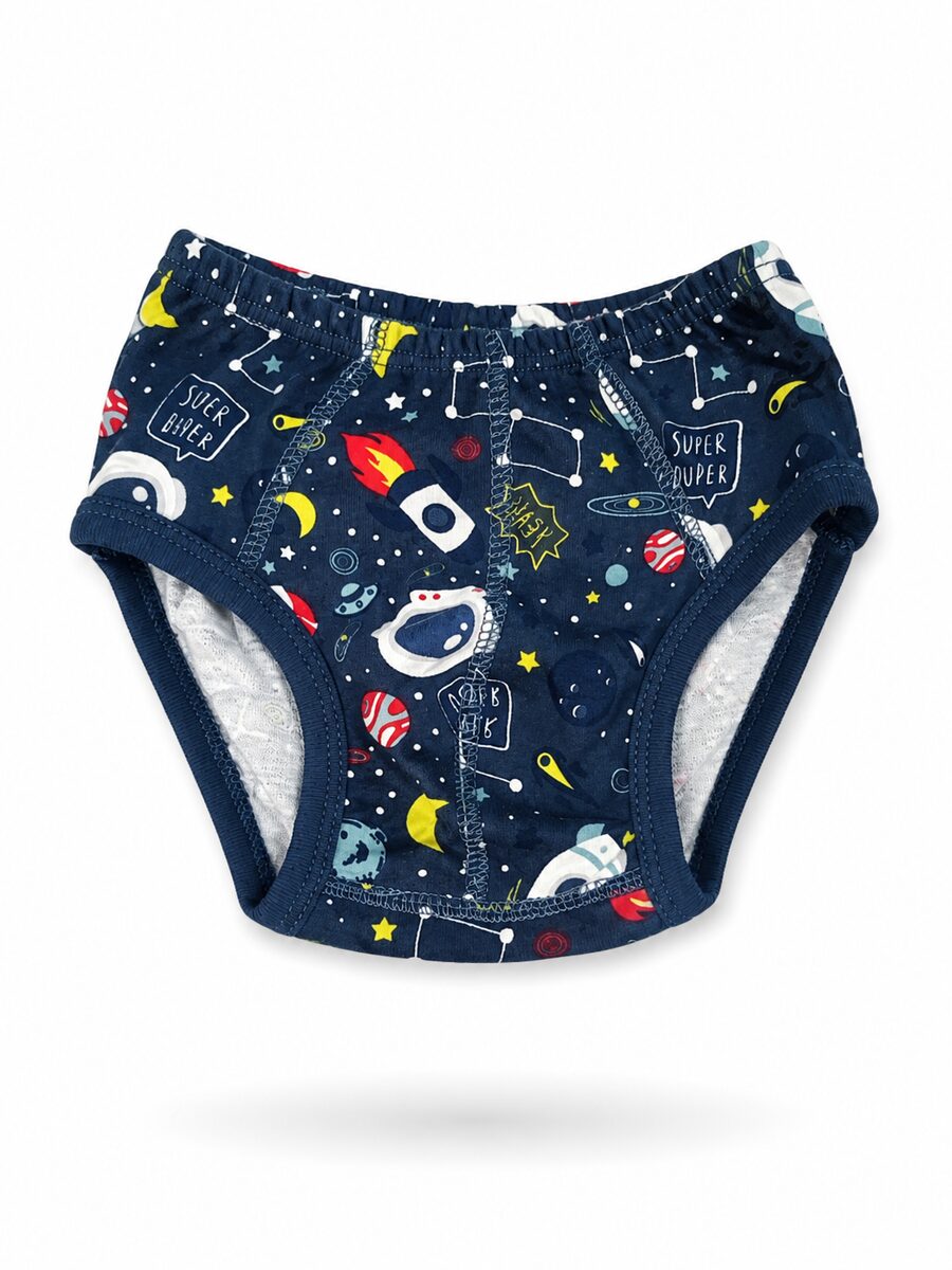 Dečije ženske gaćice teget boje sa svemirskim printom planeta od 100% pamuka Bear Underwear